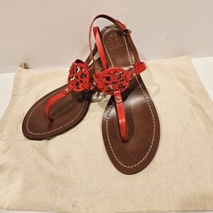 Tory Burch Miller Block Heel Sandals in Bright Samba (Size 9)